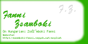 fanni zsamboki business card